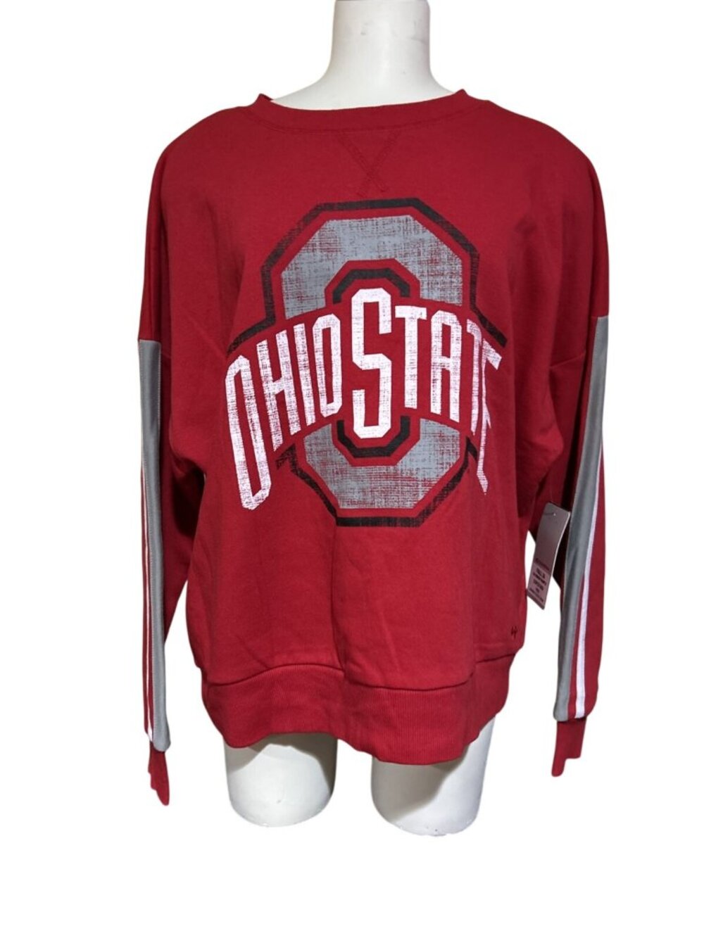 NEW Ohio State Buckeyes Colosseum Red Striped Pullover Sweatshirt Women's M